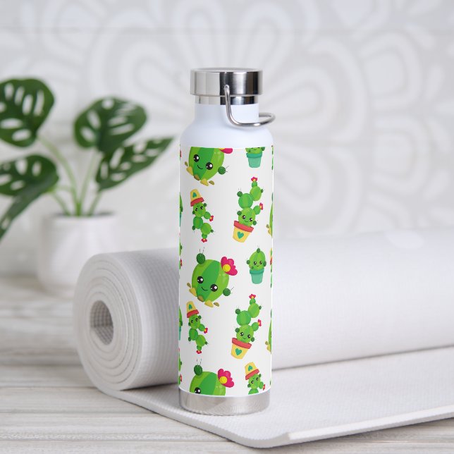 Cute Cactus, Green Cactus, Cactus Pattern Water Bottle (Yoga)
