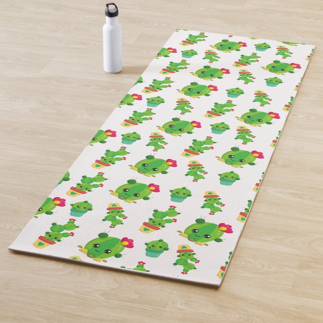 Cute Cactus, Green Cactus, Cactus Pattern Yoga Mat (In Situ)