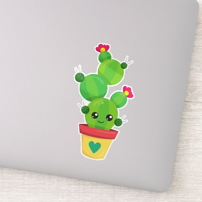 Cute Cactus, Green Cactus, Kawaii Cactus, Flowers (Detail)