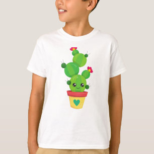 Cute Cactus, Green Cactus, Kawaii Cactus, Flowers T-Shirt