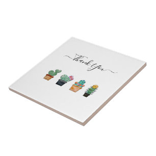 Cute Cactus Greenery Flower Nature Ceramic Tile