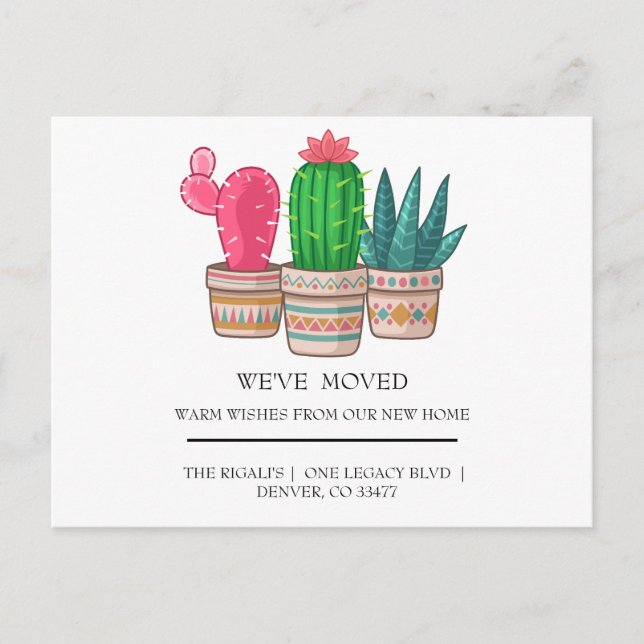 cute Cactus  home moving Postcard (Front)
