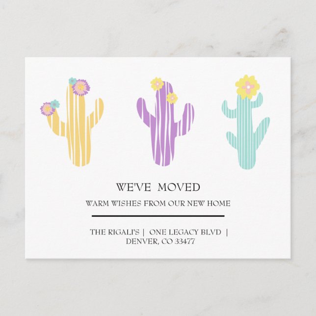 cute Cactus  home moving Postcard (Front)