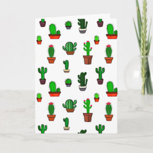 Cute Cactus illustrations Pattern White Card