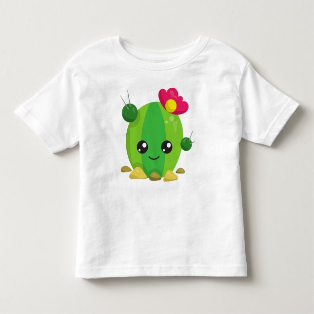 Cute Cactus, Kawaii Cactus, Green Cactus, Flowers Toddler T-Shirt (Front)