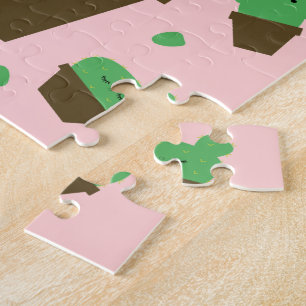 Cute cactus kawaii plant pink jigsaw puzzle