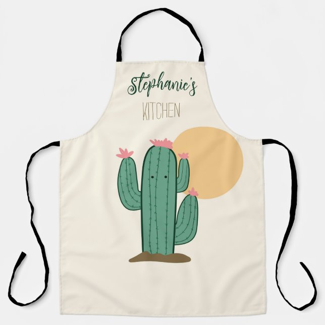 Cute Cactus Kitchen Apron (Front)