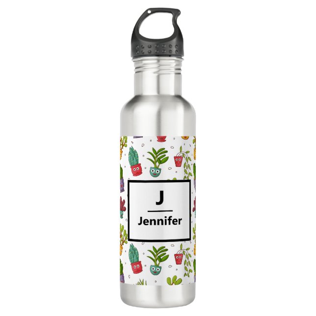 Cute Cactus Nature Succulents Pattern 710 Ml Water Bottle (Front)