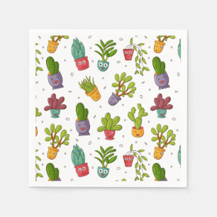 Cute Cactus Nature Succulents Pattern Fun Napkin