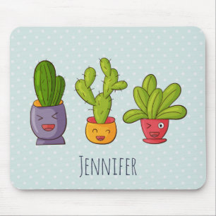 Cute Cactus Nature Succulents Pattern Mouse Pad