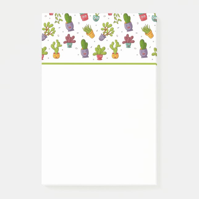Cute Cactus Nature Succulents Pattern Post-it Notes (Front)