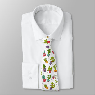 Cute Cactus Nature Succulents Pattern Tie
