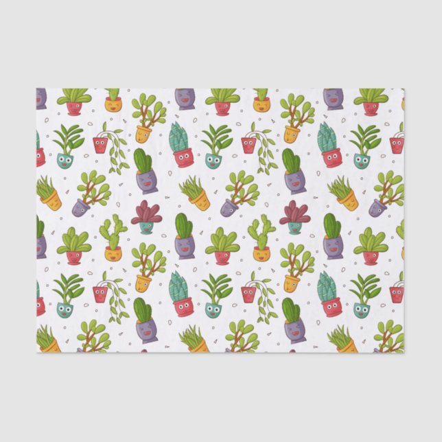 Cute Cactus Nature Succulents Pattern Tissue Paper (Front)