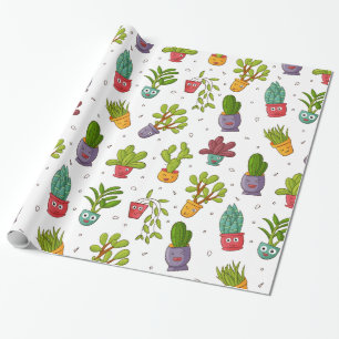 Cute Cactus Nature Succulents Pattern Wrapping Paper