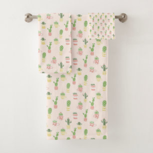 Cute Cactus Pattern Bath Towel Set