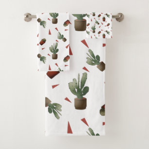 Cute cactus pattern bath towel set