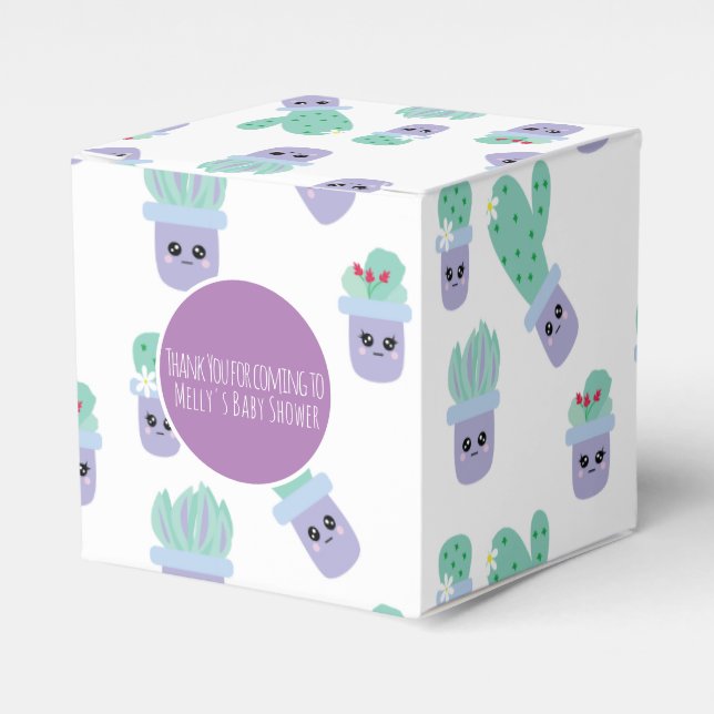Cute Cactus Pattern Cartoon Thank You  Favour Box (Front Side)