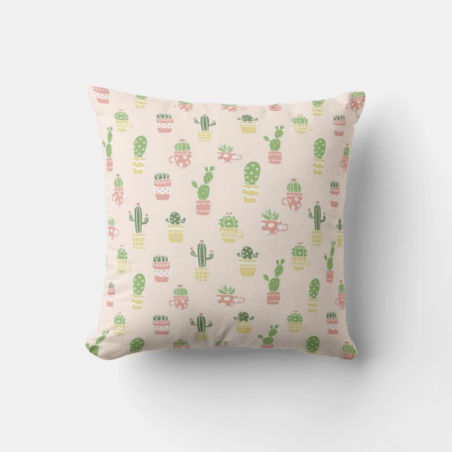 Cute Cactus Pattern Cushion (Front)