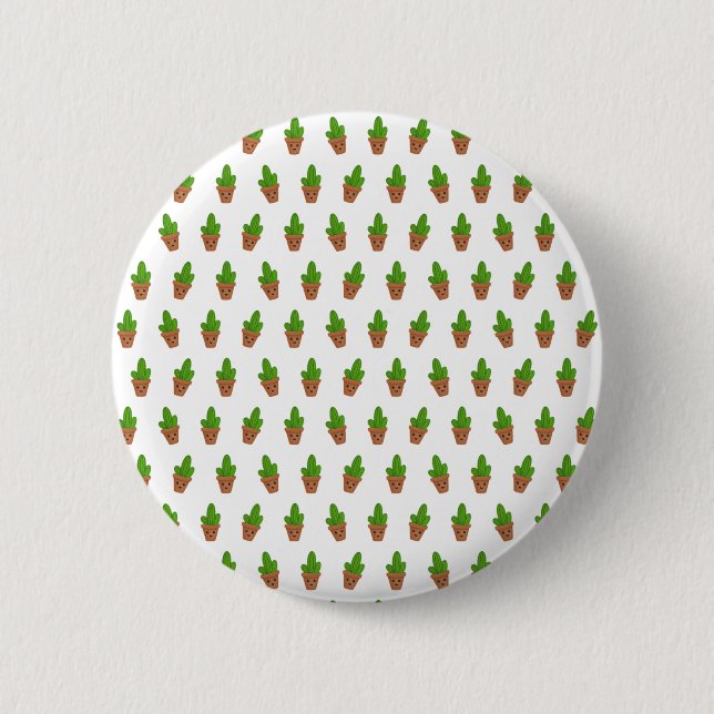 Cute Cactus Pattern – Happy Plant Lover Design 6 Cm Round Badge (Front)