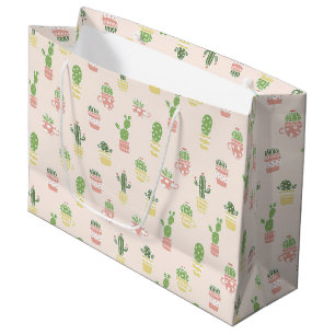 Cute Cactus Pattern Large Gift Bag