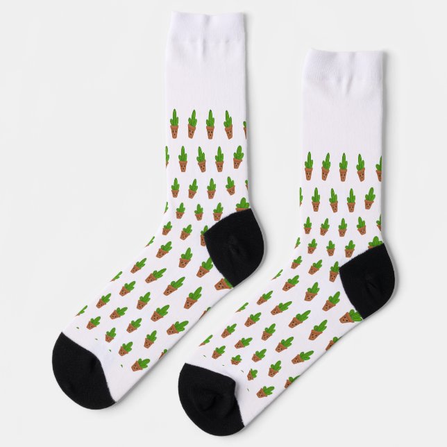 Cute Cactus Pattern on Socks (Left)