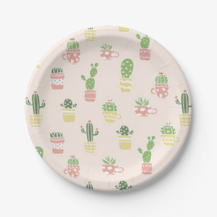 Cute Cactus Pattern Paper Plate