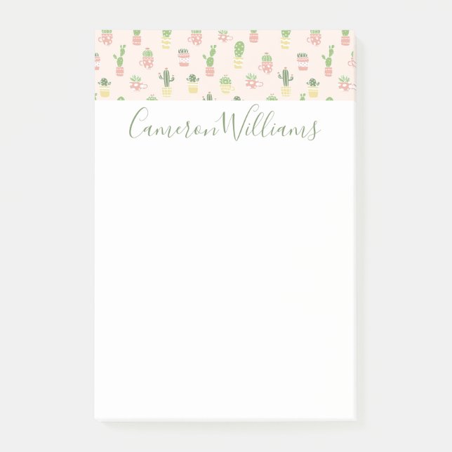 Cute Cactus Pattern Post-it Notes (Front)