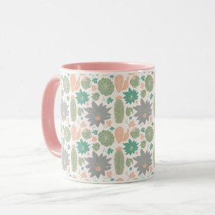 Cute Cactus Pink Green Grey Succulents Mug