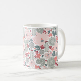 Cute Cactus Pink Green Succulents Pattern Coffee Mug