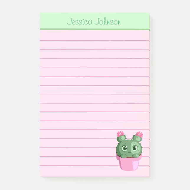 Cute Cactus Plant Personalised Lined Notepad (Front)
