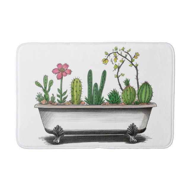 Cute Cactus Plants Bath Mat (Front)