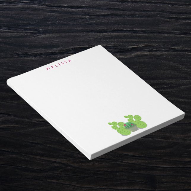 Cute cactus plants in pot with your name on white notepad (Creator Uploaded)