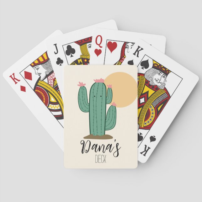 Cute Cactus Playing Cards Deck (Back)