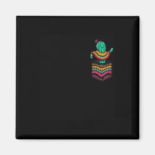Cute Cactus Pocket Serape Cinco De Mayo Mexican Pa Magnet
