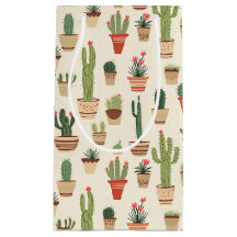 Cute Cactus Pota Custom Gift Bag - Small, Glossy