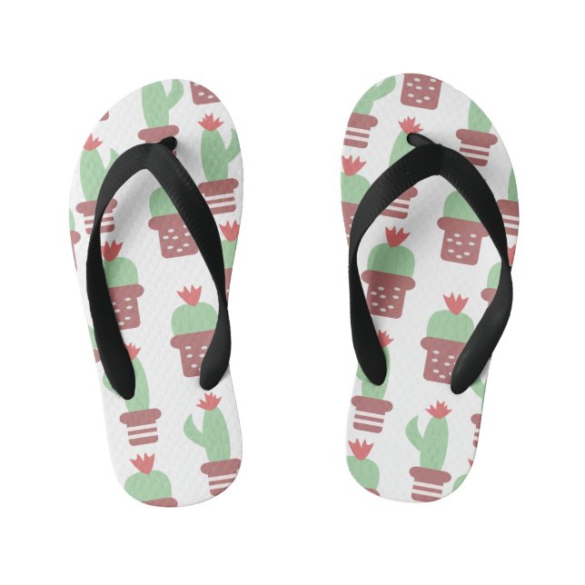 Cute Cactus Potted Plants Kid's Thongs (Footbed)
