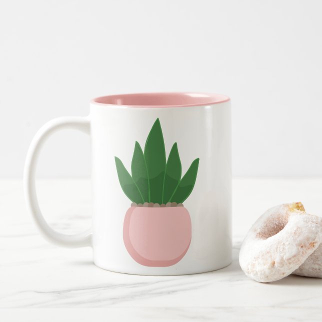 Cute Cactus Quote  Two-Tone Coffee Mug (With Donut)