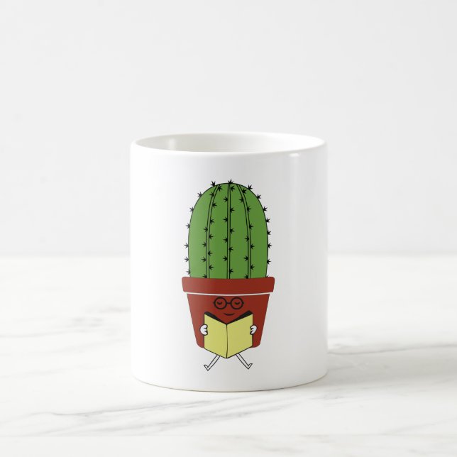 Cute Cactus Reading Books Funny Book Lover Reader Coffee Mug (Center)