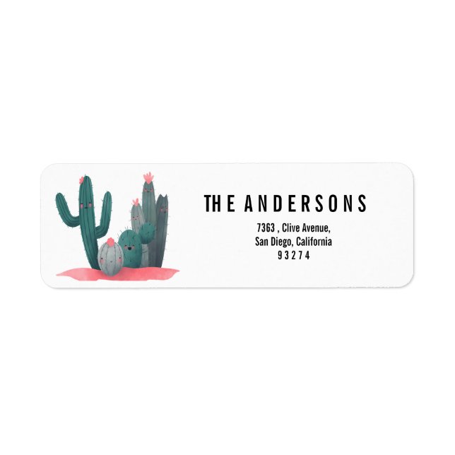 cute Cactus Return Address Label (Front)