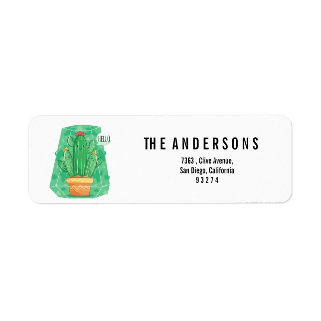 cute Cactus Return Address Label (Front)