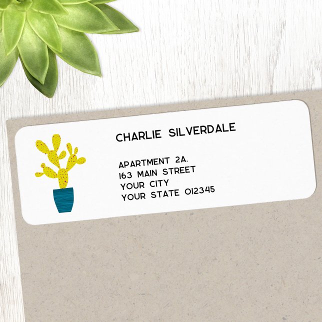 Cute Cactus Return Address Label (Creator Uploaded)