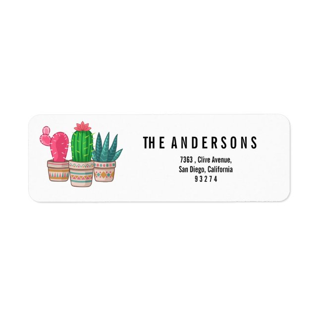 cute Cactus Return Address Label (Front)