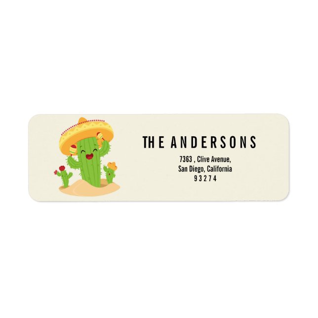 cute Cactus Return Address Label (Front)