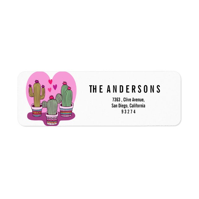 cute Cactus Return Address Label (Front)