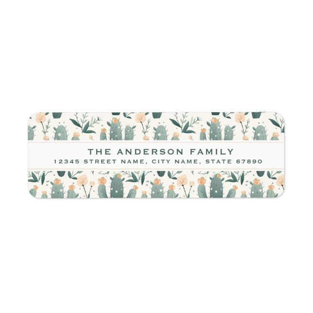 Cute Cactus Return Address Labels (Front)