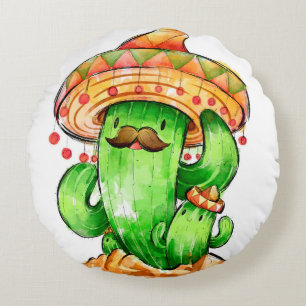 cute Cactus Round Cushion