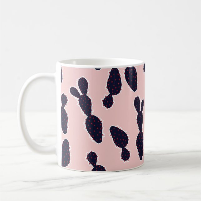 Cute cactus seamless pattern sweet mood and tone,  coffee mug (Left)