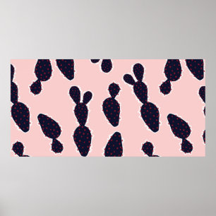 Cute cactus seamless pattern sweet mood and tone,  poster
