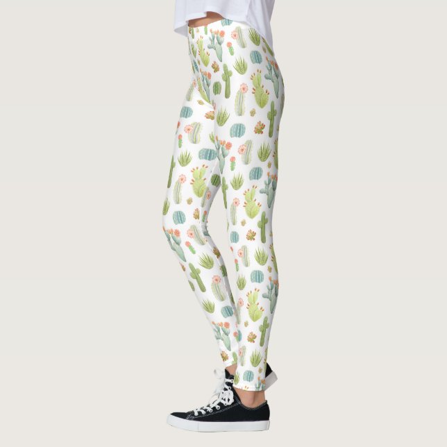 Cute Cactus Standing Pattern 2 Leggings (Left)