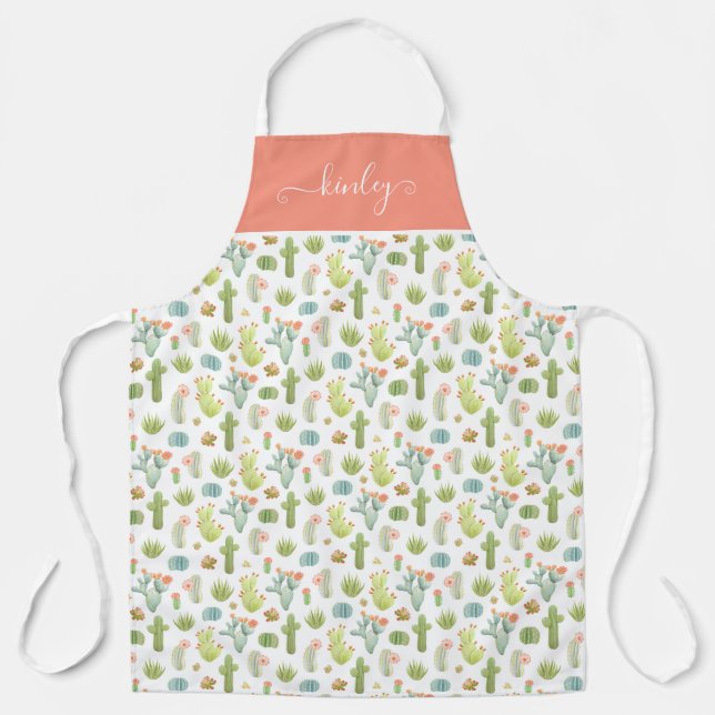Cute Cactus Standing Pattern Apron (Front)